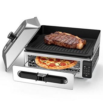 YIORTWO 2 in 1 Countertop Grill Oven Combo Digital Temp Timer Complete Accessories Set