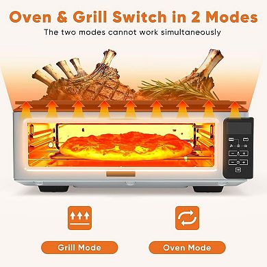 YIORTWO 2 in 1 Countertop Grill Oven Combo Digital Temp Timer Complete Accessories Set