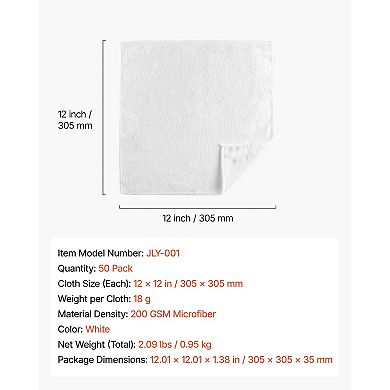 YIORTWO 50 Pack Microfiber Cleaning Cloths 12 x 12 inch Lint Free Cleaning Towels