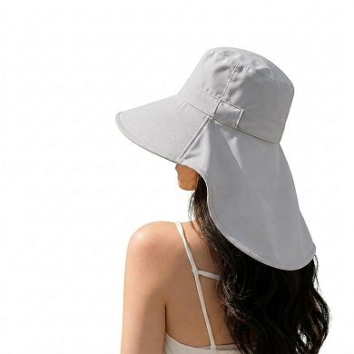 Women's Wide Brim Sun Hat with Neck Flap Breathable Mesh Panel and Lightweight Outdoor Design