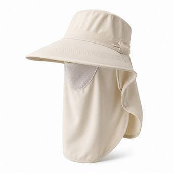 Women's Wide Brim Sun Hat with Neck Flap Breathable Mesh Panel and Lightweight Outdoor Design