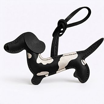 Dachshund Wiener Dog Bag Charm with Faux Leather Loop Strap
