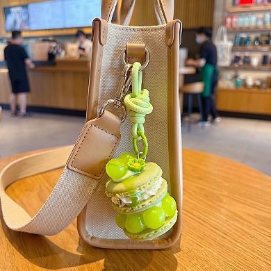 Womens Bag Charm with Hanging Loop and Decorative Dessert Accent