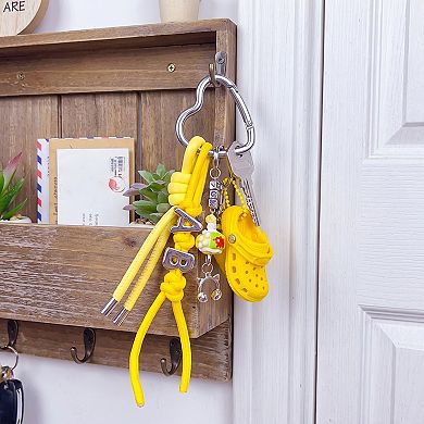 Womens Multi-Charm Accessory with Hanging Clip and Letter Accents
