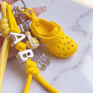 Womens Multi-Charm Accessory with Hanging Clip and Letter Accents