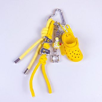 Womens Multi-Charm Accessory with Hanging Clip and Letter Accents