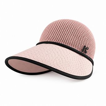 Women's Wide Brim Woven Visor Hat with UPF 50 Plus Crown Ponytail Back and Contrast Trim