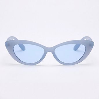 Women's Cat Eye Sunglasses with Translucent Frame Tinted Lenses and Retro Slim Design