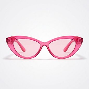 Women's Cat Eye Sunglasses with Translucent Frame Tinted Lenses and Retro Slim Design