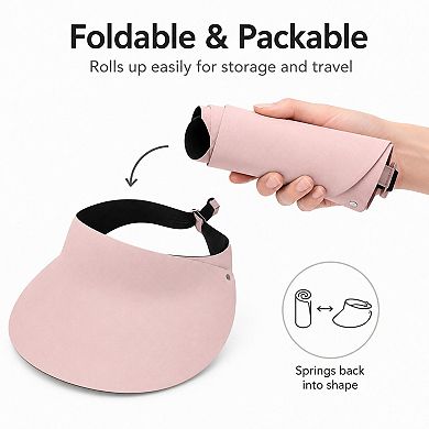 Women's Foldable Packable Wide Brim Sun Visor Hat with Roll Up Travel Design