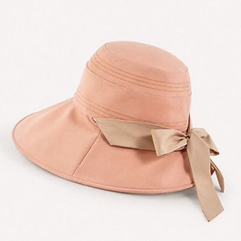 Women's Wide Brim Sun Hat with Bow Accent Stitched Crown and Soft Structured Brim