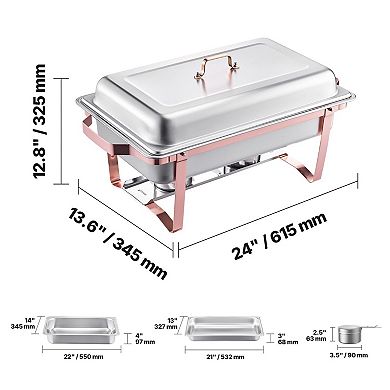YIORTWO 2 Pack 8 Qt Stainless Steel Chafing Dish Buffet Set Full Size