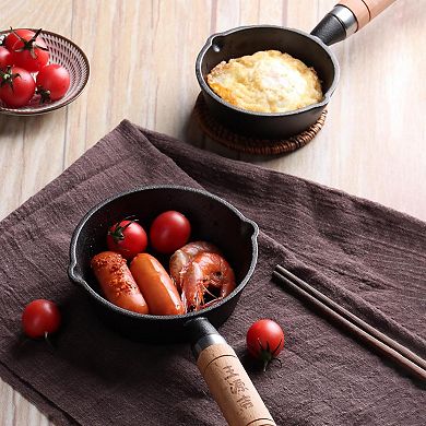 YIORTWO 4.3 Inch Cast Iron Melting Pot Sauce Pan with Pour Spouts