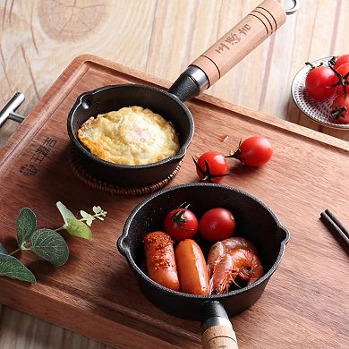 YIORTWO 4.3 Inch Cast Iron Melting Pot Sauce Pan with Pour Spouts