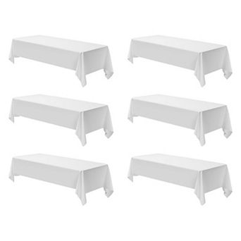 YIORTWO 6 Pack Rectangle Tablecloth Set Reusable Polyester Table Covers for Events