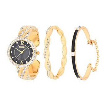 Elgin Women's 34.5mm Simulated Crystal Analog Watch & Bracelet Set - EG17006GST
