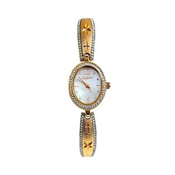 Elgin Women's 24.7mm Simulated Crystal Oval Mother-of-Pearl Analog Watch - EG17012RG