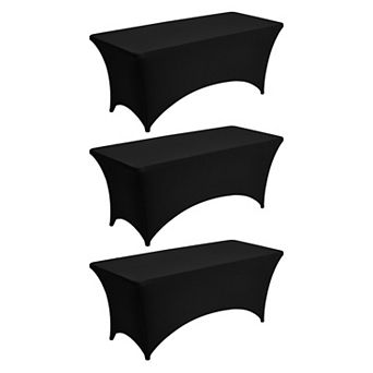 YIORTWO 3 Pack Stretch Table Covers for 6FT Rectangular Tables for Weddings Parties Banquets