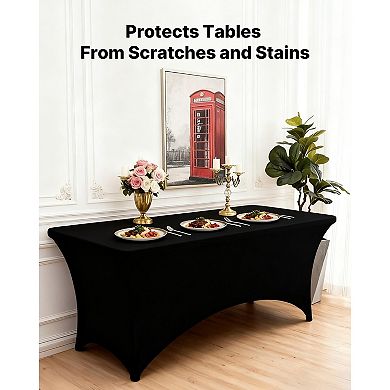 YIORTWO 3 Pack Stretch Table Covers for 6FT Rectangular Tables for Weddings Parties Banquets