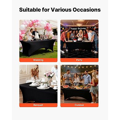 YIORTWO 3 Pack Stretch Table Covers for 6FT Rectangular Tables for Weddings Parties Banquets