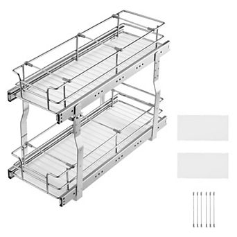 YIORTWO 2 tier Pull Out Cabinet Organizer 8.5 x 21 Inch Under Sink Storage Rack