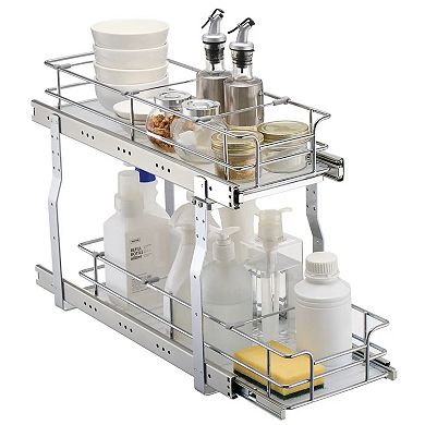 YIORTWO 2 Tier Pull Out Cabinet Organizer 8.5 x 21 Inch Under Sink Storage Rack