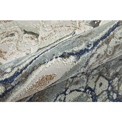 HomeRoots Rectangle Abstract Polyester Blend Area Rug