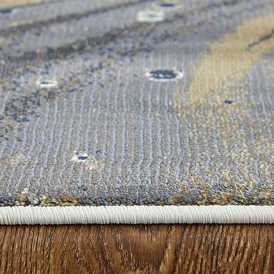HomeRoots Rectangle Abstract Polyester Blend Area Rug