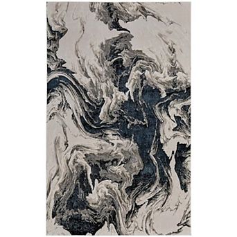 HomeRoots Rectangle Abstract Polyester Area Rug