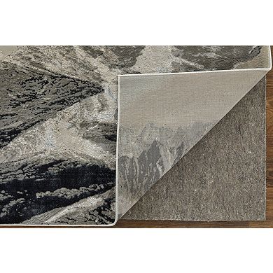 HomeRoots Rectangle Abstract Polyester Area Rug