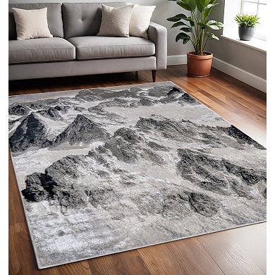 HomeRoots Rectangle Abstract Polyester Area Rug