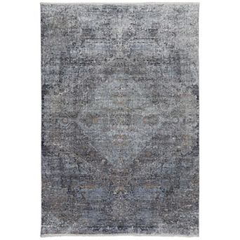 HomeRoots Rectangle Abstract Viscose Area Rug