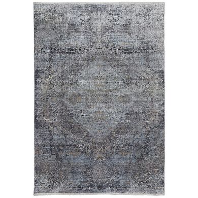 HomeRoots Rectangle Abstract Viscose Area Rug