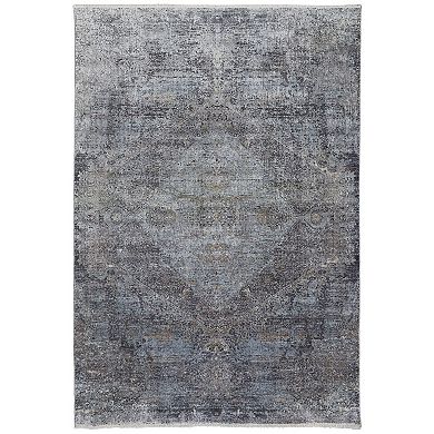 HomeRoots Rectangle Abstract Viscose Area Rug