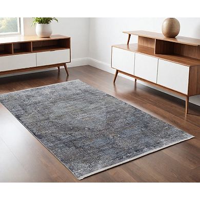 HomeRoots Rectangle Abstract Viscose Area Rug