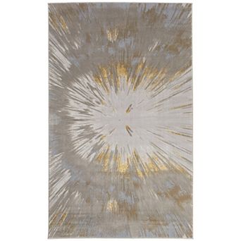HomeRoots Rectangle Abstract Polyester Blend Area Rug