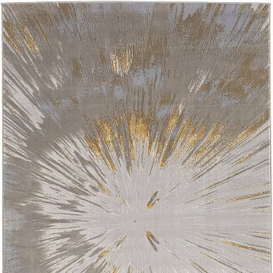 HomeRoots Rectangle Abstract Polyester Blend Area Rug