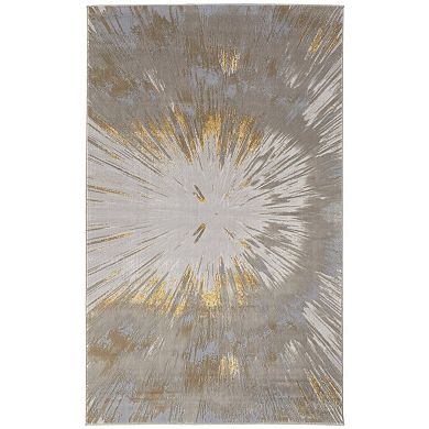 HomeRoots Rectangle Abstract Polyester Blend Area Rug