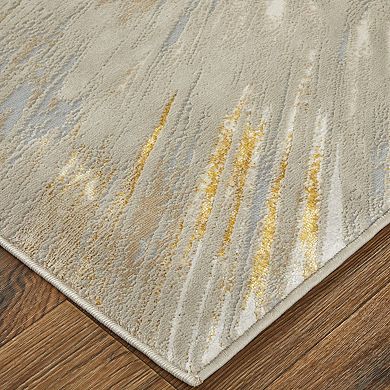 HomeRoots Rectangle Abstract Polyester Blend Area Rug