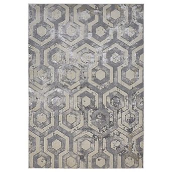 HomeRoots Rectangle Abstract Polyester Area Rug