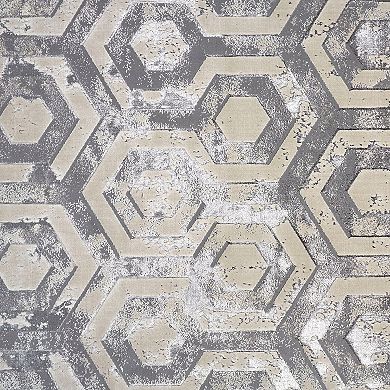 HomeRoots Rectangle Abstract Polyester Area Rug