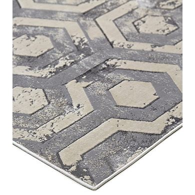 HomeRoots Rectangle Abstract Polyester Area Rug