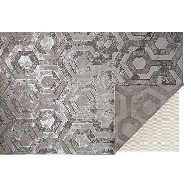 HomeRoots Rectangle Abstract Polyester Area Rug