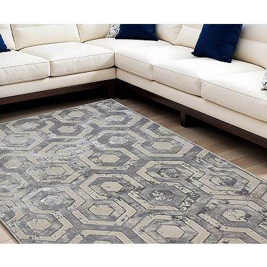 HomeRoots Rectangle Abstract Polyester Area Rug