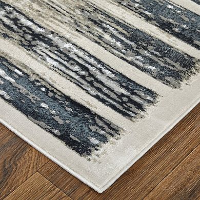 HomeRoots Rectangle Abstract Polyester Blend Area Rug