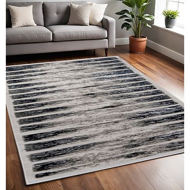 HomeRoots Rectangle Abstract Polyester Blend Area Rug