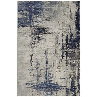 HomeRoots Rectangle Abstract Polyester Blend Area Rug