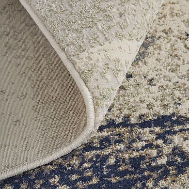 HomeRoots Rectangle Abstract Polyester Blend Area Rug