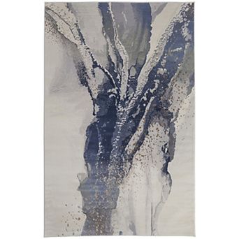 HomeRoots Rectangle Abstract Polyester Blend Area Rug