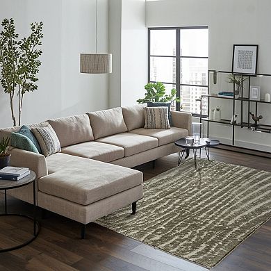 HomeRoots Rectangle Abstract Polypropylene Blend Area Rug